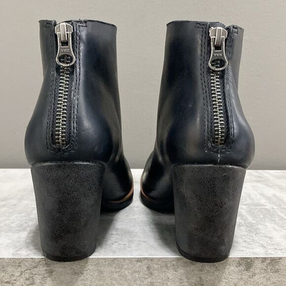 Kork-Ease Black Leather Ankle Booties Unique Charcoal Heels Size 8 - Picture 9 of 15